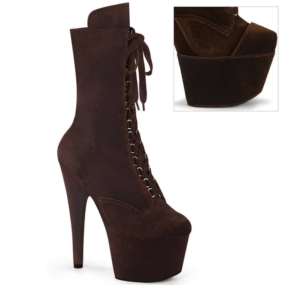 Pleaser - ADORE1045VEL Platform Boots, Pole dance shoes - Brown Product image
